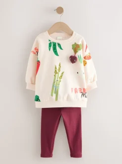 Crème Groentenfiguren - Set met sweatshirt en legging (3 mnd-7 jr)
