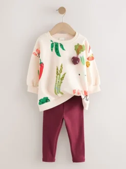 Crème Groentenfiguren - Set met sweatshirt en legging (3 mnd-7 jr)