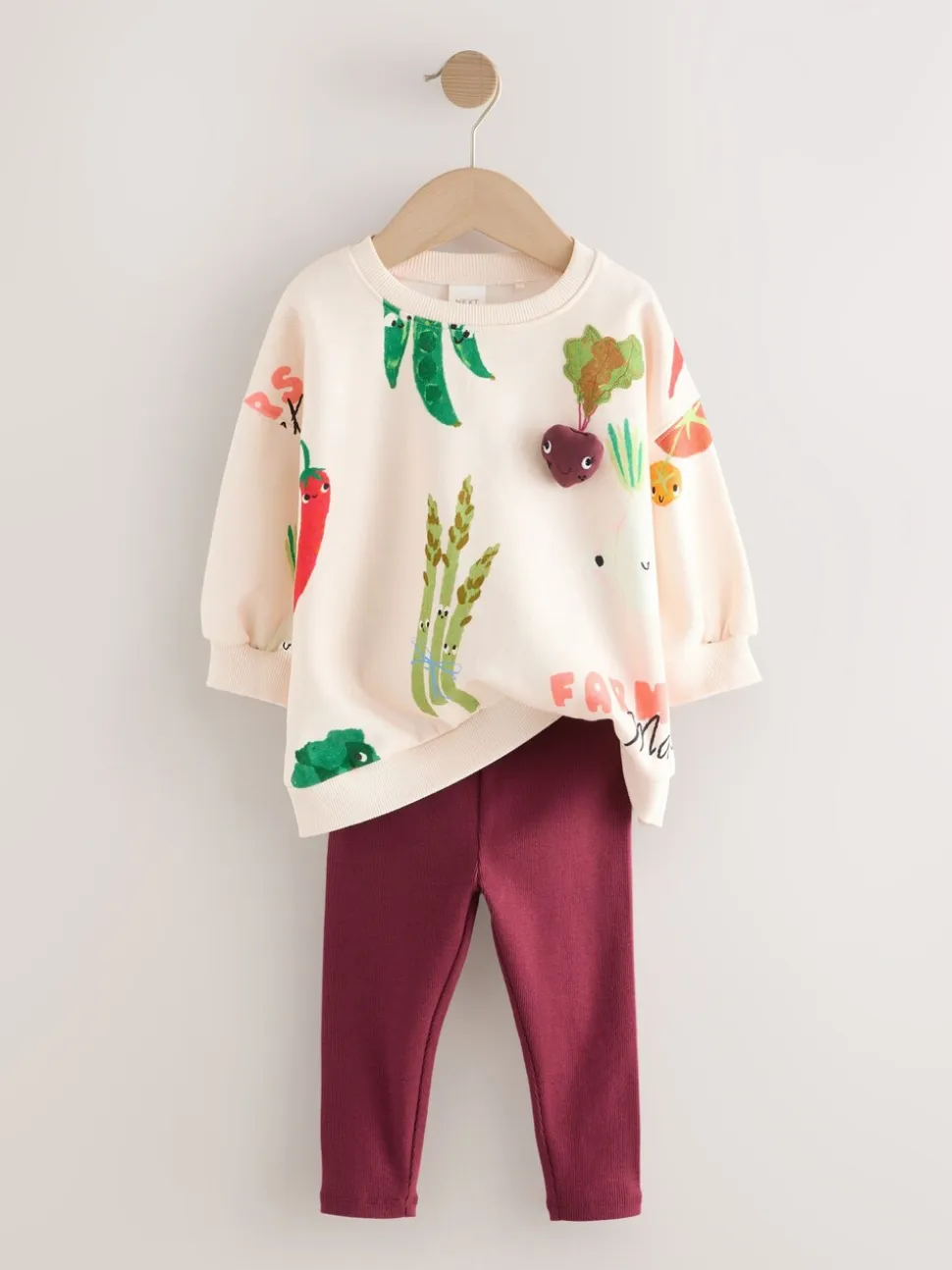 Crème Groentenfiguren - Set met sweatshirt en legging (3 mnd-7 jr)