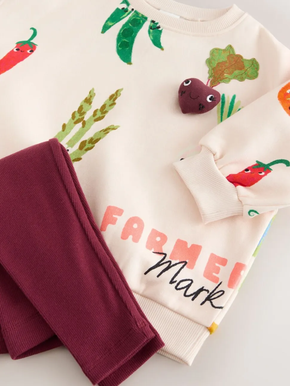 Crème Groentenfiguren - Set met sweatshirt en legging (3 mnd-7 jr)