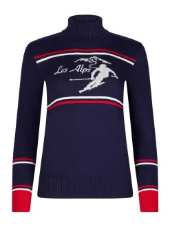 Crème licht - The Little Tailor 'Les Alps' Slim fit Crème lichte ski-Kerstmis Trui