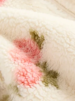 Crème met bloemenprint - Fleece met ritssluiting (3mnd-7jr)