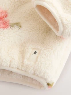 Crème met bloemenprint - Fleece met ritssluiting (3mnd-7jr)