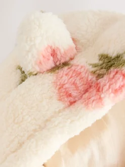 Crème met bloemenprint - Fleece met ritssluiting (3mnd-7jr)