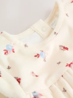 Crème met bloemetjesprint - 2 -delige Baby Set van velours Jurk met Lange mouwen en Panty''s (0mnd-2jr)