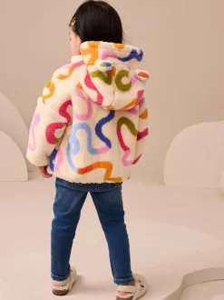 Crème Rainbow Squiggle - Fleece met ritssluiting (3mnd-7jr)