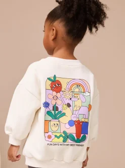 Crème Regenboog Grafische Print - Set met sweatshirt en legging (3 mnd-7 jr)