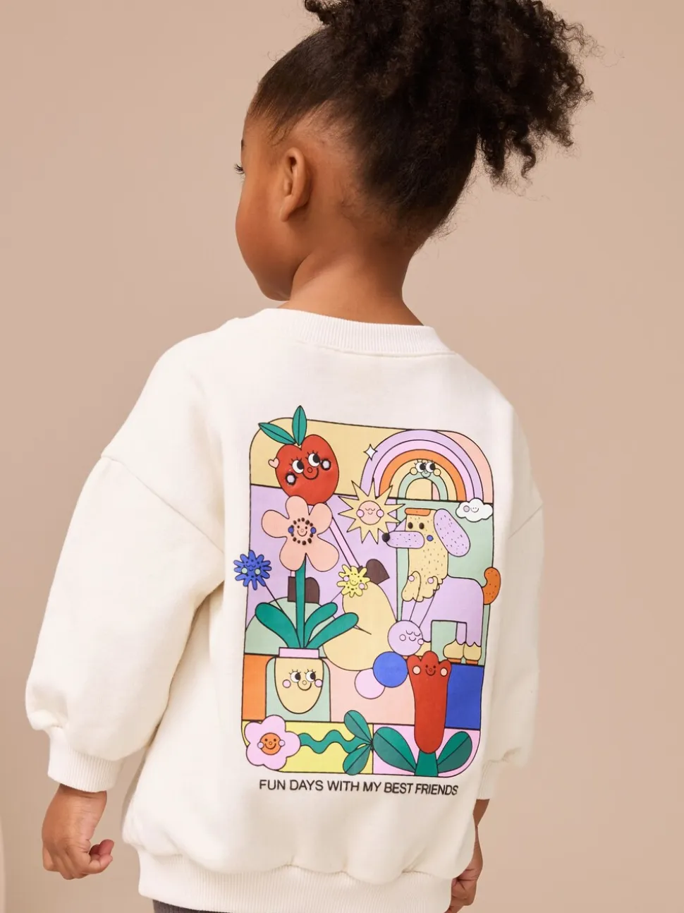 Crème Regenboog Grafische Print - Set met sweatshirt en legging (3 mnd-7 jr)