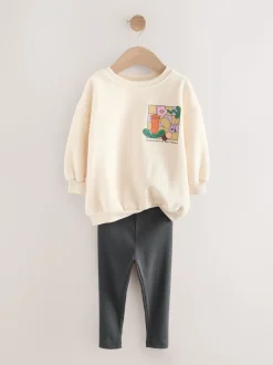Crème Regenboog Grafische Print - Set met sweatshirt en legging (3 mnd-7 jr)