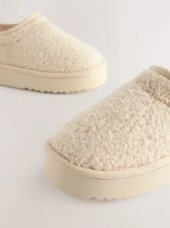 Crèmekleurig borg - Lage schoenen Shoot fleece gevoerde pantoffels
