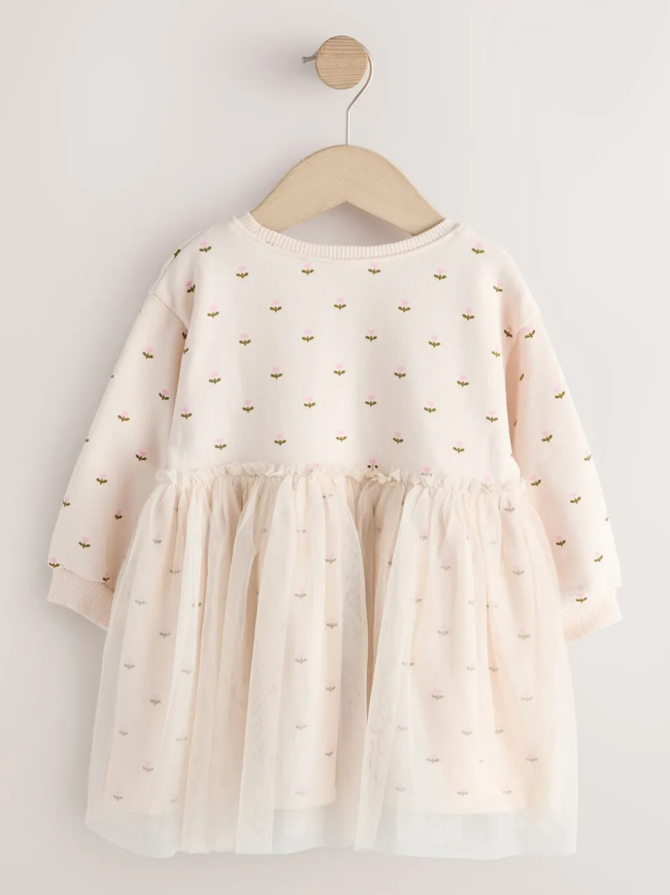 Crèmekleurig met konijn - Sweatjurk met mesh rok (3mnd -7jr)