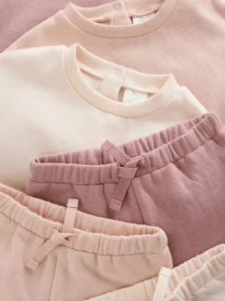 Crèmekleurig/roze - Baby sweatshirt en joggingbroek 6 -delige set (0mnd -2jr)