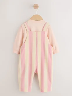 Crème/roze gestreept - Baby Set van bretelbroeken en Bodysuit 2 Pieces (0mnd.-3jr)