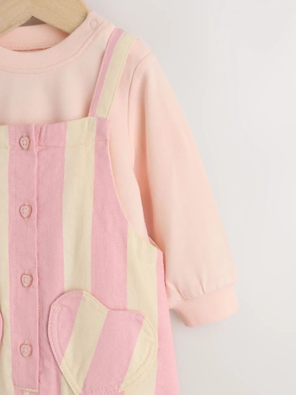 Crème/roze gestreept - Baby Set van bretelbroeken en Bodysuit 2 Pieces (0mnd.-3jr)