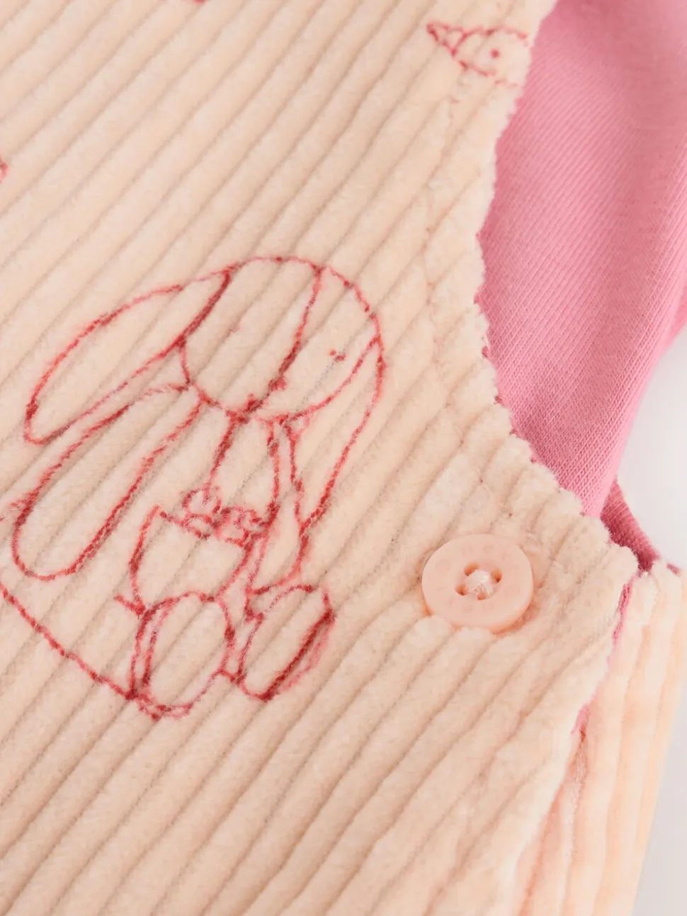 Crème/roze personage - Babyset van tuinbroek en rompertje, tweedelig (0mnd-3jr)
