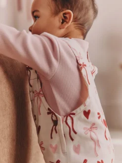 Crème/roze strikken - Baby Set van bretelbroeken en Bodysuit 2 Pieces (0mnd.-3jr)