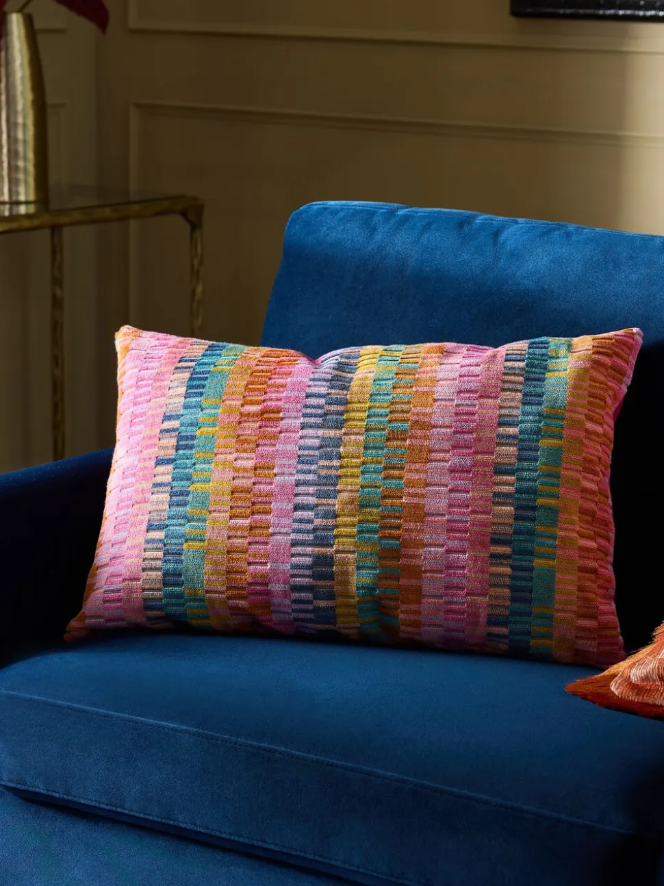 Cut Velvet Rio Blocks Cushion