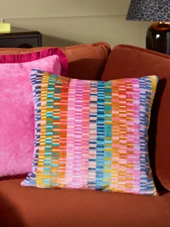 Cut Velvet Rio Blocks Cushion
