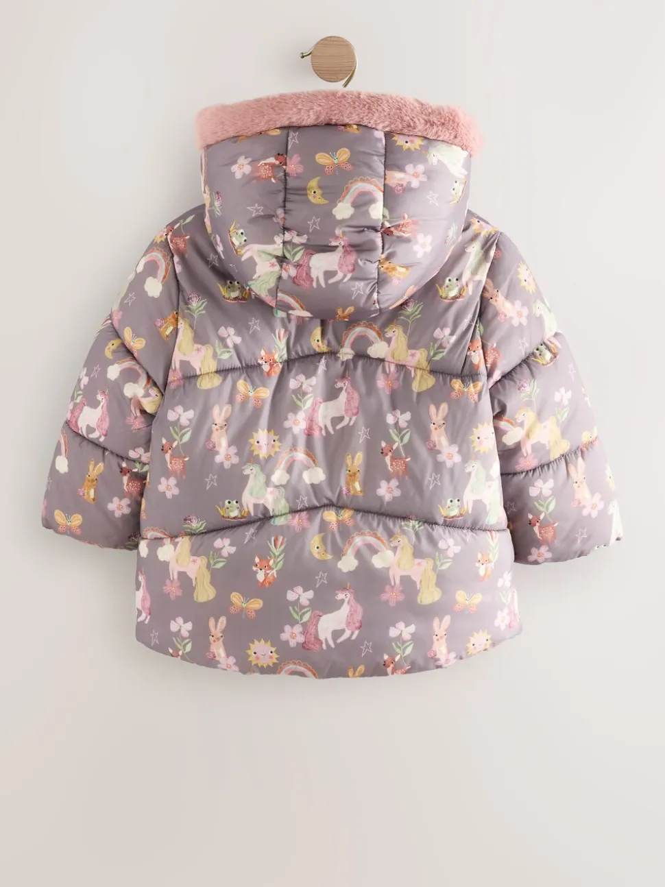 Damson Unicorn - Regenbestendige gewatteerde jas met imitatiebont afwerking (3mnd-7jr)