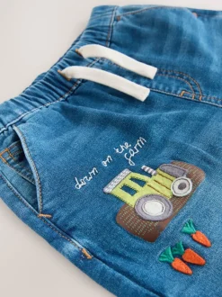 Dark Blue Character Farm - Loose Pull On Jeans (3mths-7yrs)