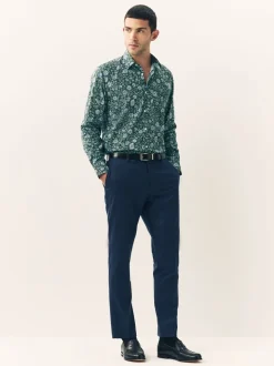 Dark Green Ditsy - Overhemd met lange mouwen en print