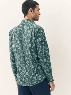 Dark Green Ditsy - Overhemd met lange mouwen en print