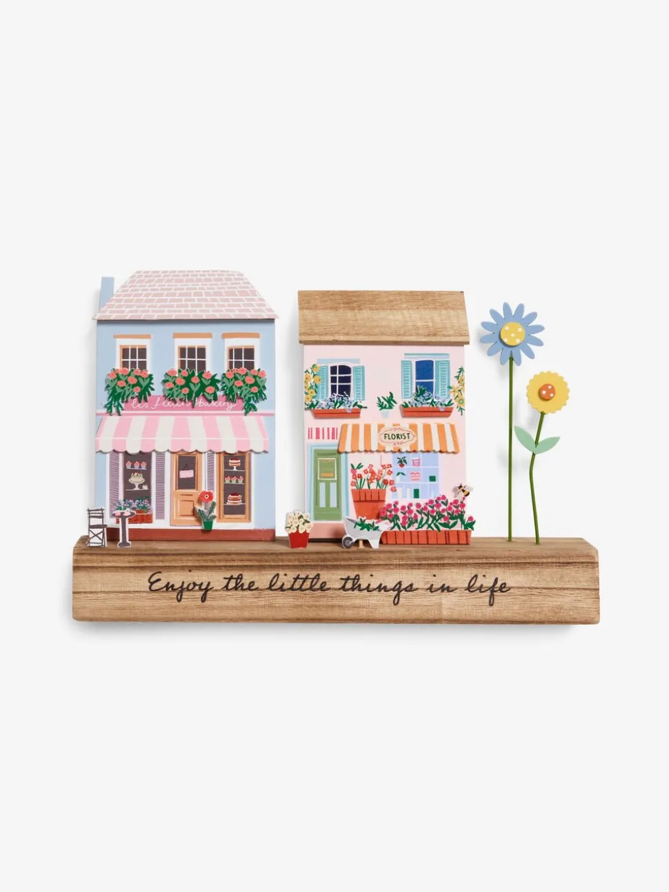 Decoratief houten tafereel met lentehuis ornament