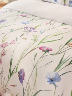 Dekbedovertrek en kussensloopset met lente- en weidebloemenprint