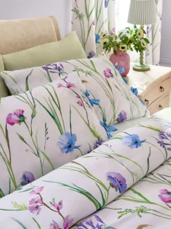 Dekbedovertrek en kussensloopset met lente- en weidebloemenprint