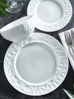 12-delige dinerset met modieus reliëf