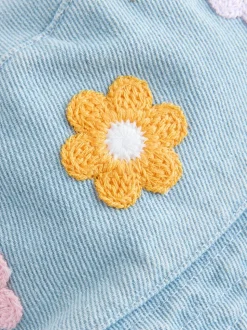 Denim - Crochet Flower Bucket Hat (3mths-10yrs)