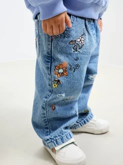 Denim - Jeans met bloemenprint (3mnd-7jr)
