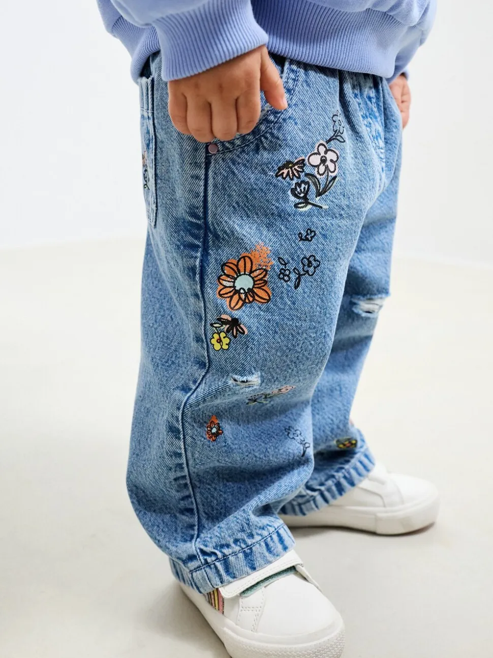 Denim - Jeans met bloemenprint (3mnd-7jr)