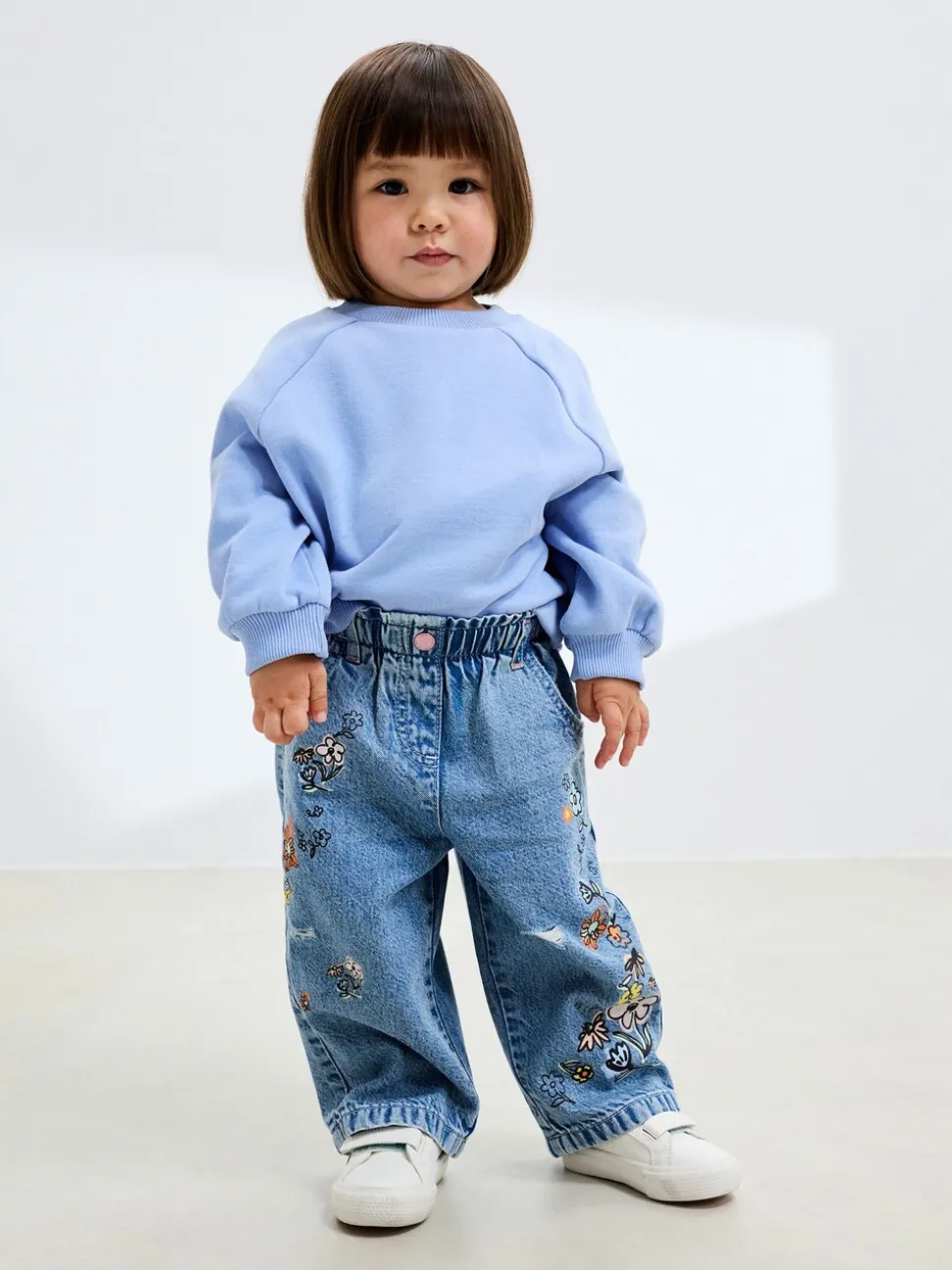 Denim - Jeans met bloemenprint (3mnd-7jr)