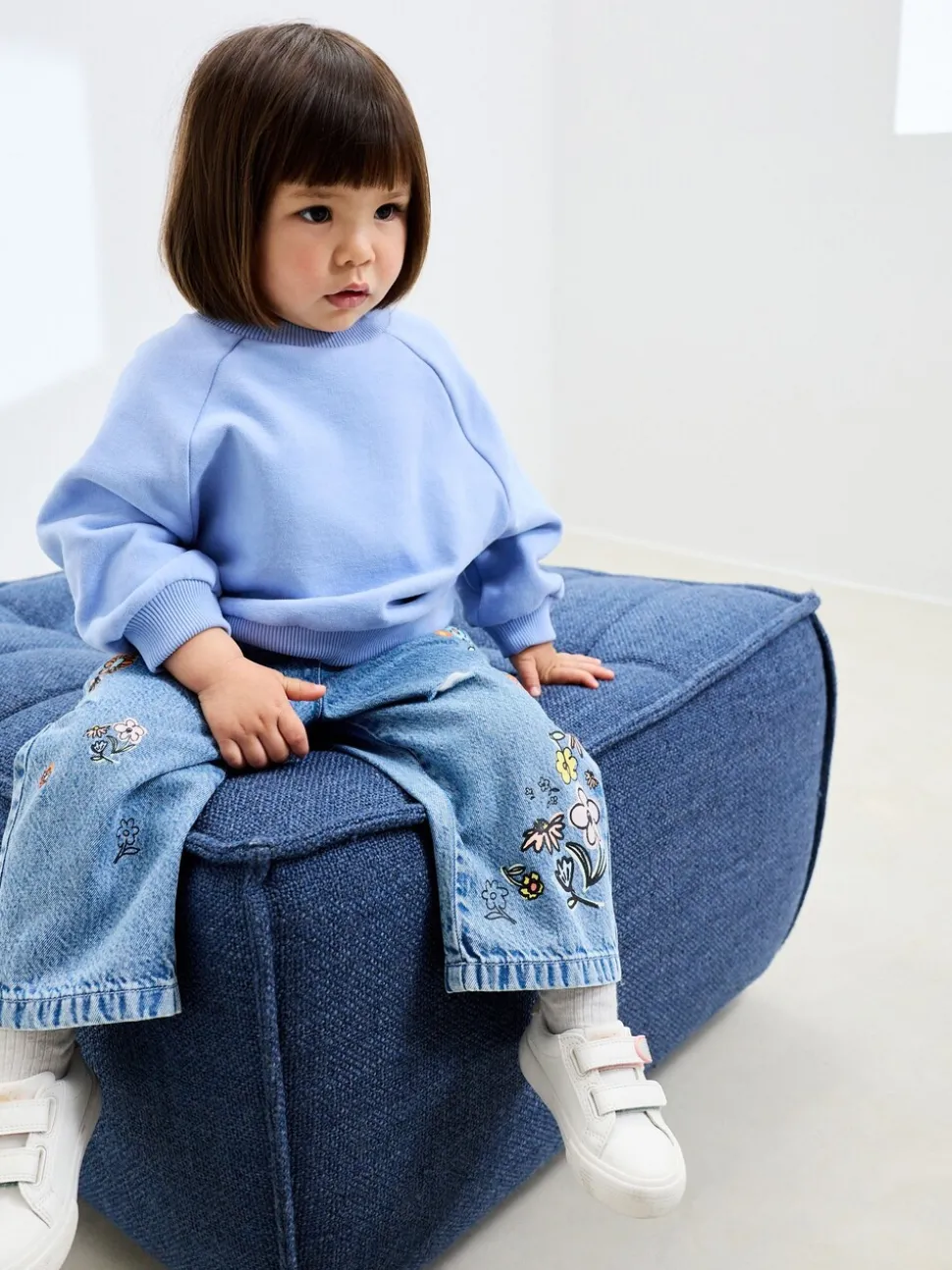 Denim - Jeans met bloemenprint (3mnd-7jr)