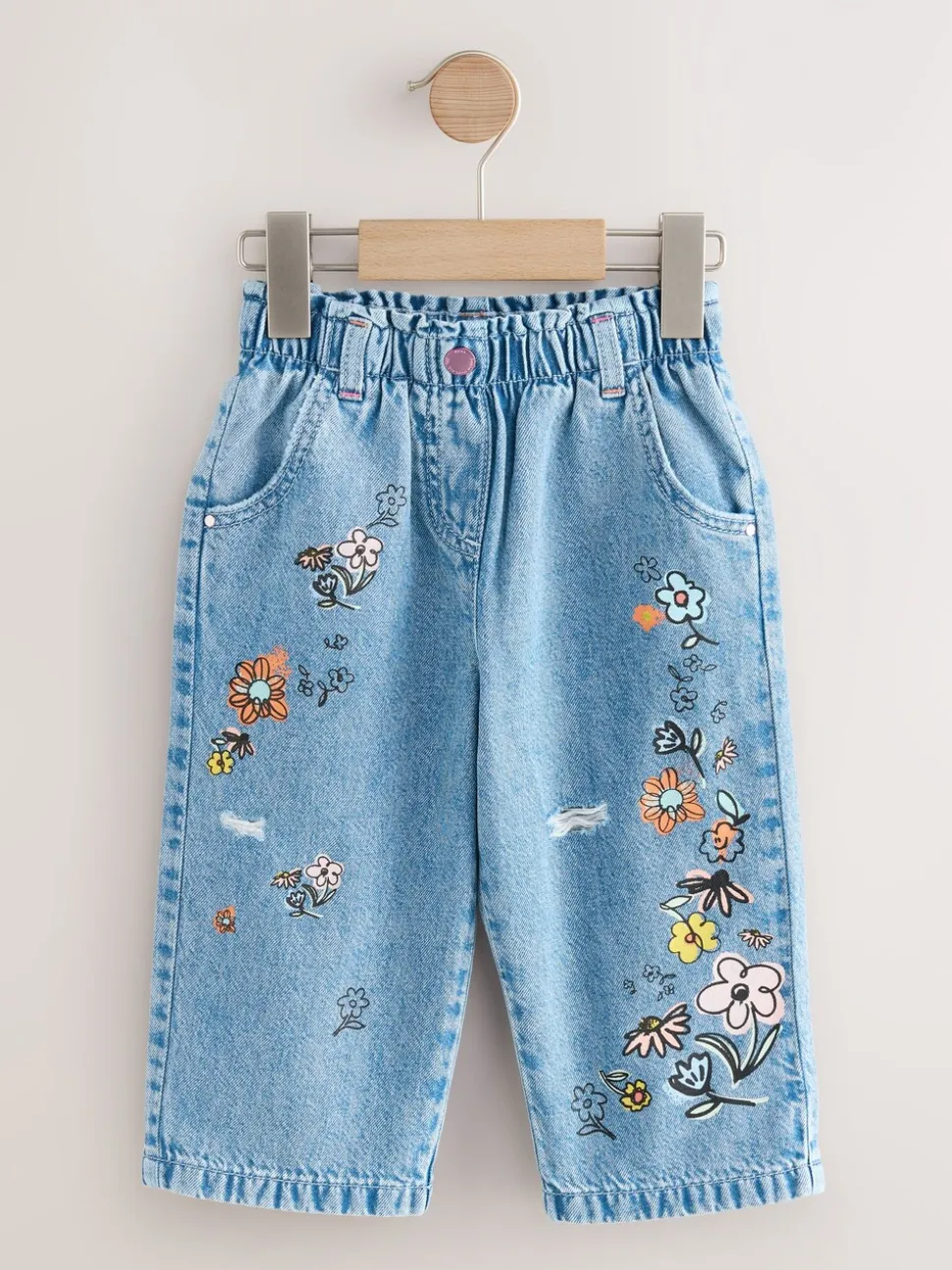 Denim - Jeans met bloemenprint (3mnd-7jr)