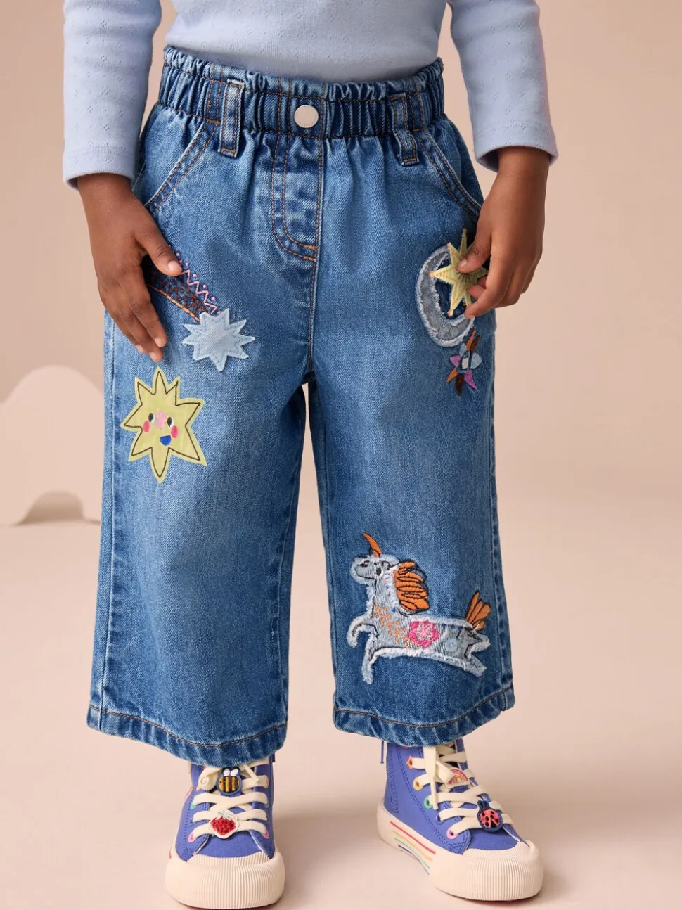 Denim - Jeans versierd met eenhoorns (3mnd-7jr)