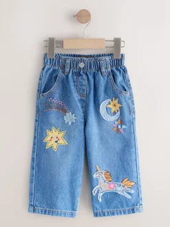 Denim - Jeans versierd met eenhoorns (3mnd-7jr)