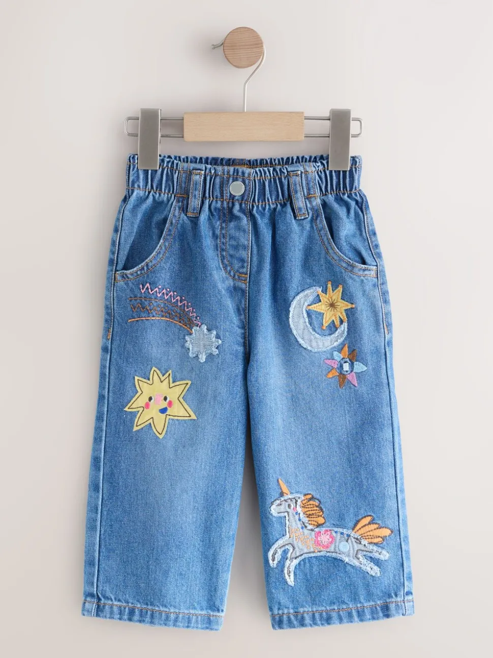 Denim - Jeans versierd met eenhoorns (3mnd-7jr)