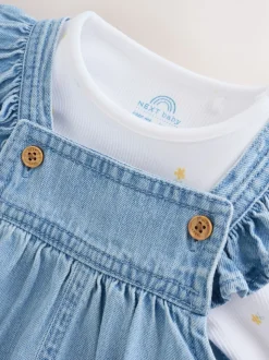 Denim - Set van bretelbroek en bodysuit met lange mouwen 2 -delig (0mnd -3jr)