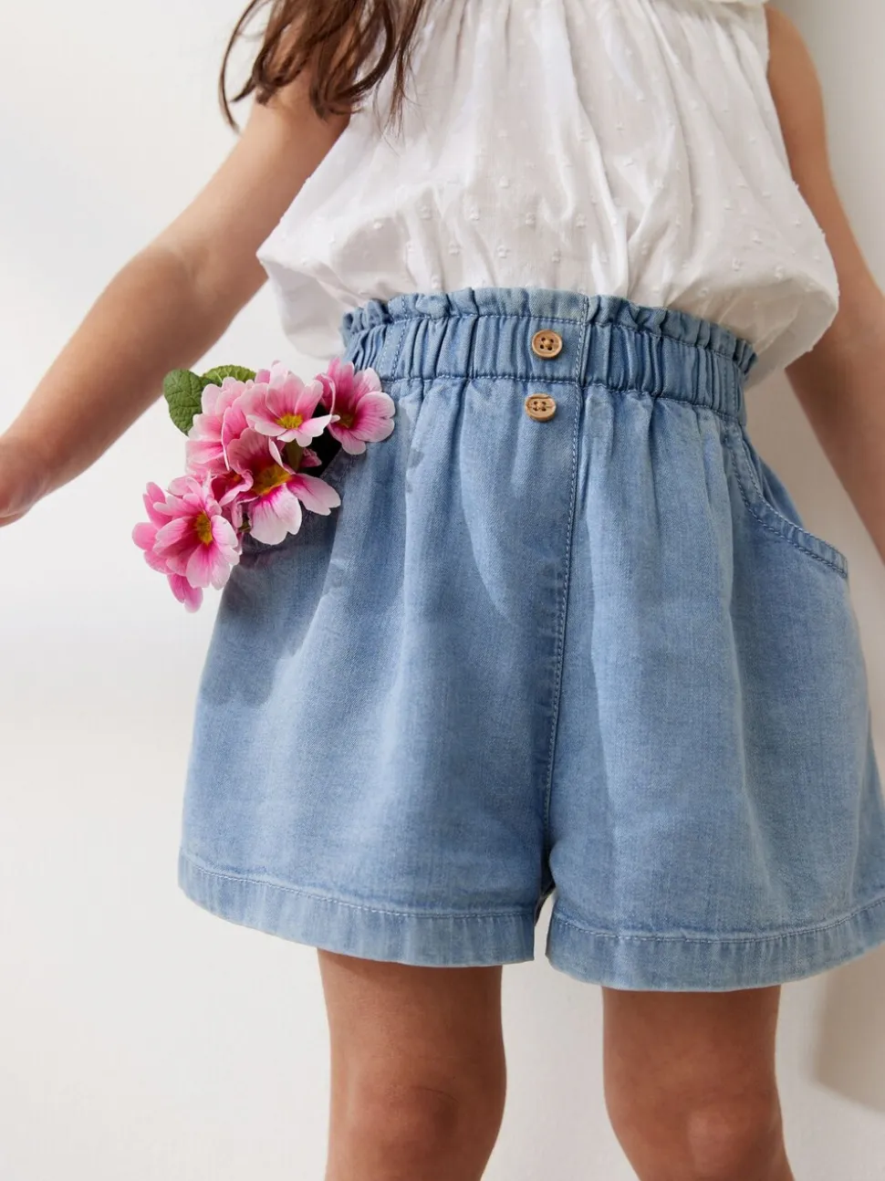 Denim - Short met knopen (3 mnd-7 jr)
