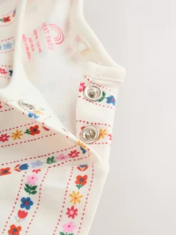 Denim met borduursel - Set van bretelbroek en bodysuit met lange mouwen 2 -delig (0mnd -3jr)