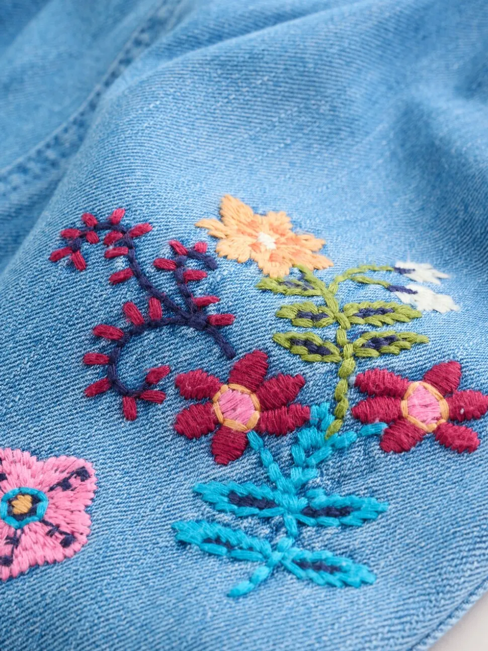 Denim met borduursel - Set van bretelbroek en bodysuit met lange mouwen 2 -delig (0mnd -3jr)