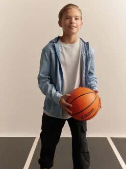 Denim met lichte wassing - Overshirt 100% Cotton Zip Through Hoodie (3-16yrs)