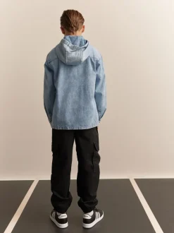 Denim met lichte wassing - Overshirt 100% Cotton Zip Through Hoodie (3-16yrs)