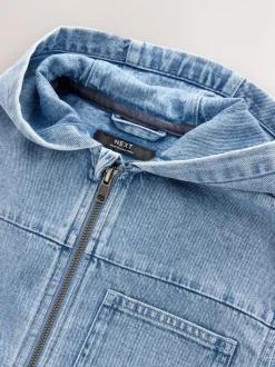 Denim met lichte wassing - Overshirt 100% Cotton Zip Through Hoodie (3-16yrs)