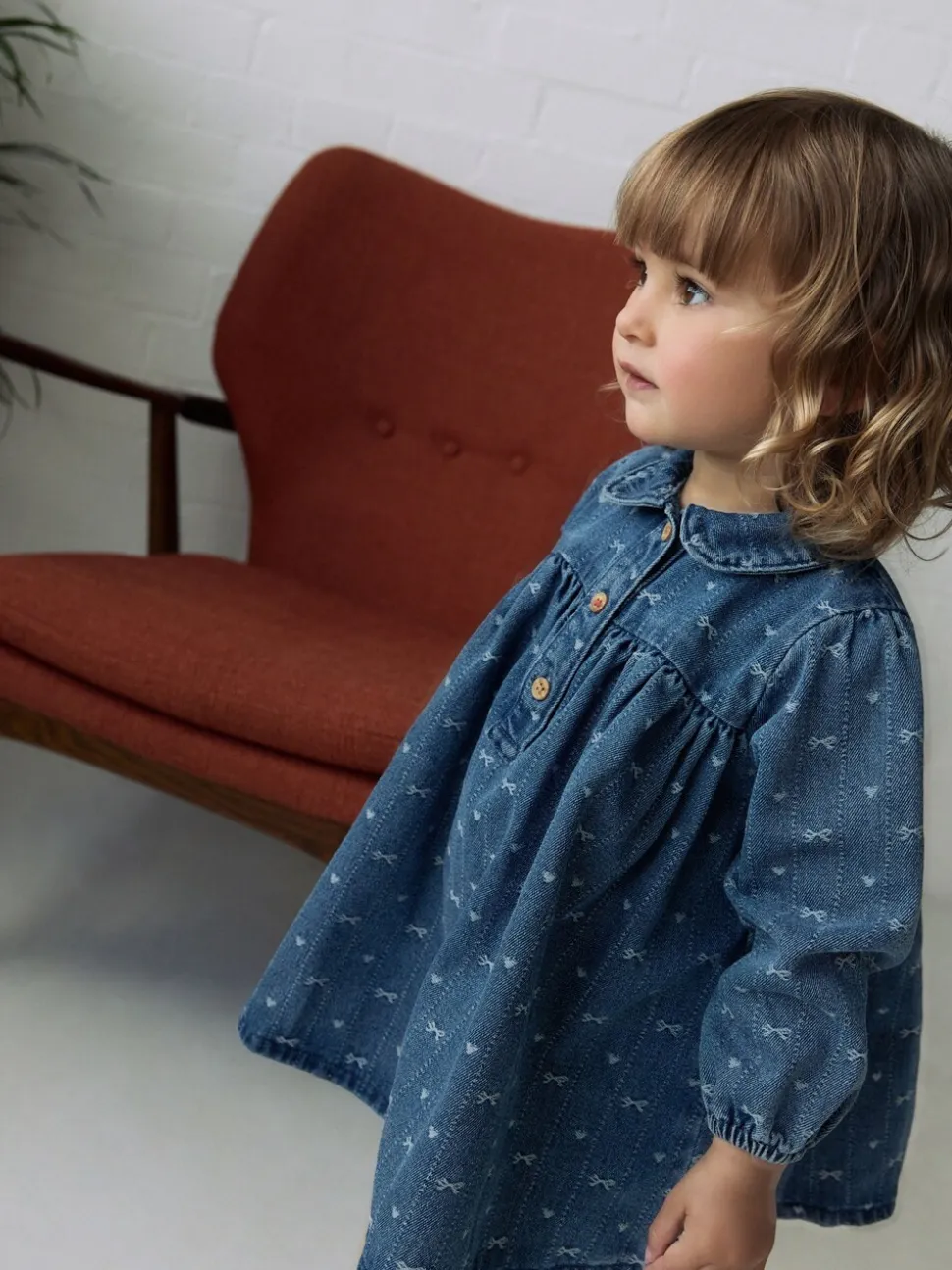 Denim strik - Jurkje met kraag en lange mouwen (3mnd-8jr)