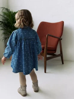 Denim strik - Jurkje met kraag en lange mouwen (3mnd-8jr)