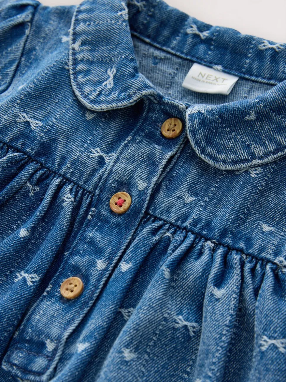 Denim strik - Jurkje met kraag en lange mouwen (3mnd-8jr)