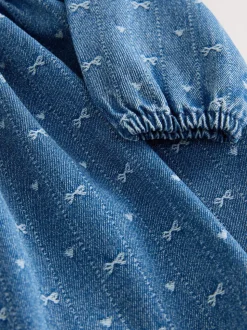 Denim strik - Jurkje met kraag en lange mouwen (3mnd-8jr)